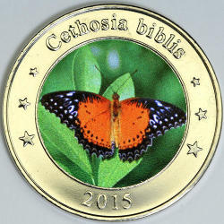 West Nusa Tenggara $1 Cethosia Biblis Butterfly Fantasy Coin 2015