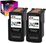 2 Pack ColoWorld Remanufactured 240XL Black Ink Cartridge Replacement for Canon PG-240XL for Pixma MG3620 MG3600 MG3520 MG2120 MX472 MX452 MG3220 MX432 MG2220 MX512 MG3122 MG3222 MG3120 Printer 