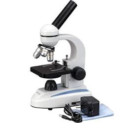 Amscope M158C-E Compound Monocular Microscope WF10X And WF25X Eyepieces 40X-1000X Magnification Brightfield LED Illumination Plain Stage 110V Includes 0.3MP Camera And Software