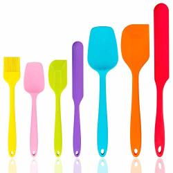 Silicone Spatula Set Of 7 P&p Chef Heat-resistant Rubber Spatula Kitchen Utensils Set For Non-stick Cooking Baking Decorating Mixing Seamless & Flexible Design Bpa