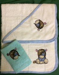 Lovely Gift - Soprano The Pony - Hooded Towel With Flennie Backing & Facecloth.