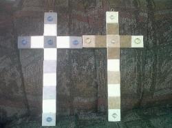 Bargain 2 Big Handmade Crosses Made From Tiles.ready To Hang.bid Per Item Or Collect