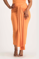 Savannah Wrap Tie Detail Skirt - Dusty Orange - L