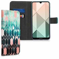 Kwmobile Wallet Case For Huawei Y7 2019 Y7 Prime 2019 - Pu Leather Protective Flip Cover With Card Slots And Stand - Glory Blue rose Gold