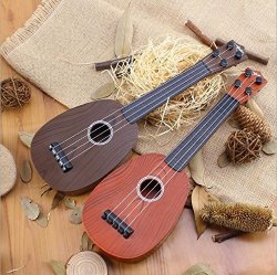 Sevenpring Lovely Great Gift Wood Grain Playable Children's Simulation Guitar Education Ukulele Instrument Random Color