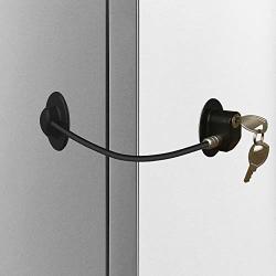 Alamic Refrigerator Door Lock 2 Pack- Freezer Door Lock Cabinet Lock Strong Adhesive Cable Lock Security Door Lock Black
