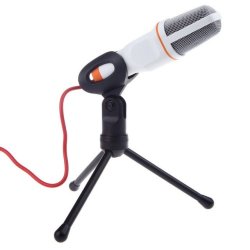 Tgeth 3.5MM Audio Wired Stereo Condenser SF-666 Microphone With Holder Stand - White No Box