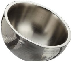 Elegance Hammered 10-INCH Stainless Steel Dual Angle Doublewall Serving Bowl