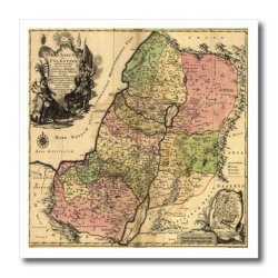 3DROSE HT_79408_1 1759 Copy Of The Biblical Map Of The Twelve Tribes Of Ancient Israel & Palestine Iron On Heat Transfer 8 By 8" For White Material
