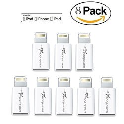 Lightning Adapter 8-PACK Roopower Micro USB To 8-PIN Charge And Sync Adapter - Charge Your Iphone Ipad Ipod With Micro USB Cables