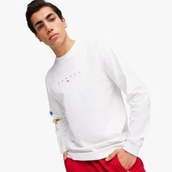 Puma Men&apos S House Of Graphics Torneo White Long Sleeve T-Shirt