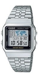 Casio Mens Digital Silver black Retro Watch