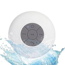 Hipipooo Portable Waterproof Shower Wireless Bluetooth 3.0 Speaker With Built-in MIC And Suction Cup For Pool Boat Beach Hiking Camping White