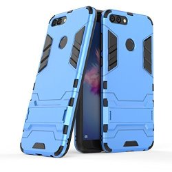 Huawei P Smart Case - Heavy Duty Shock Proof Shield Hard Shell Back Case Cover Dual With Back Stand For Huawei P Smart - Blue