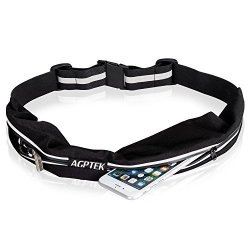 Agptek Sweat-proof Running Belt Waist Bag For Outdoor Sports Dual Pouch Bag Belt For Iphone Samsung Moto Pixel Etc Black Fanny Waist Pack With