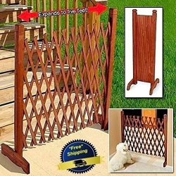 Deals on WarU Expanding Portable Fence Wooden Screen Gate Kid Safety Dog Pet Patio Garden Lawn Compare Prices Shop Online PriceCheck