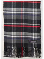 2 Ply 100% Cashmere Scarf Elegant Collection Made In Scotland Wool Solid Plaid Black Red Blue ZS831