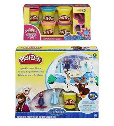Disney Play-doh Frozen Sparkle Snow Dome Set With Elsa And Anna + Extra Play-doh Sparkle Compound Collection Compound Net Wt 12 Oz - Bundle Of 2 Items