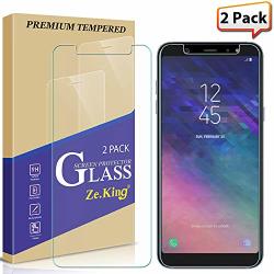 2-PACK Samsung Galaxy A6 Plus Tempered Glass Screen Protector Zeking 0.33MM 2.5D Edge 9H Hardness Anti Scratch Anti-fingerprint Bubble Free Lifetime Replacement Warranty