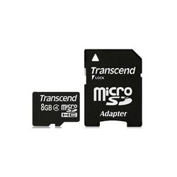 Transcend TS8GUSDHC10 8GB MicroSD Memory Card with Adapter