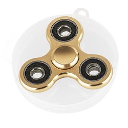 Lux Accessories Metallic Gold Tone Trendy Party Favor Tri Fidget Hand Spinner