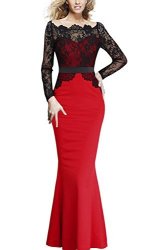 Women Viwenni Lace Maxi Cocktail Party Evening Fromal Gown Dress Red XL