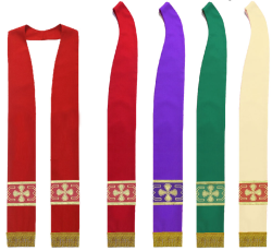 Stole With Simple Cross Embroidery At Back Of Neck And Cross Orphreys At The Ends - Purple