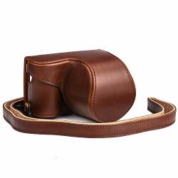 Camera Cases Camera Leather Full Body Camera PU Leather Case Bag with Strap for Sony A5100 / A5000 / NEX-3N 16-50mm / 40.5mm Lens Color : Brown Black