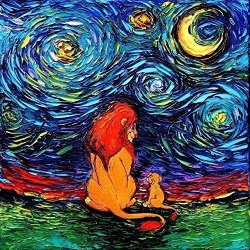 Lion King Inspired Art - Father Son Art Lions Poster Print - Starry Night - Van Gogh Never Saw The Sahara - Art By
