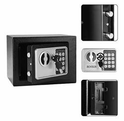 Safe Box Lock Box Small Black Safe Deposit Box Wall-in Digital Electronic Banker Box Strongbox Security Steel Safe For Home Bank Business