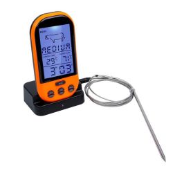 Wireless Remote Digital Cooking Thermometer With Timer - Orange