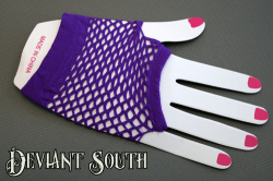 Fishnet Net Mesh Gloves Short - One Size - Purple