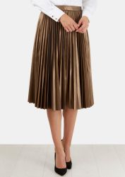 Closet London Bronze Metallic Pleated Midi Skirt