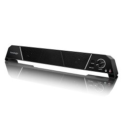 Smalody USB Speaker Desktop Computer Sound Bar 2.0 Multimedia Speakers With 3.5MM Headphone Jack & MIC