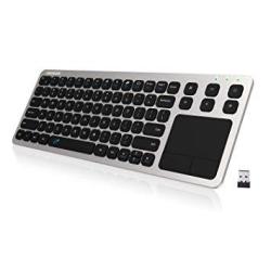 Wireless Keyboard Arteck 2.4G Wireless Touch Tv Keyboard With Easy Media Control And Built-in Touchpad Mouse Solid Stainless Ultra Compact Full Size Keyboard For