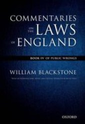 The Oxford Edition Of Blackstone: Commentaries On The Laws Of England Book Iv - Of Public Wrongs Paperback