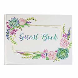 Guest Book Hardcover Photo Book Set Watercolor Floral Succulent Guest Book White 120GSM Blank Pages 8.25X11.75 Inches 120GSM Paper Self Adhesive Photo Corner Birthday