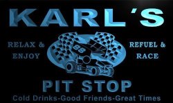 PU228-B Karl's Pit Stop Car Racing Bar Beer Neon Light Sign