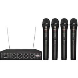 Pro Phenyx 4-CHANNEL Vhf Wireless Microphone System 4 Handheld Mics Fixed Frequency Metal Receiver Long Distance Operation Ideal For Church Party Public Address PTV-2000