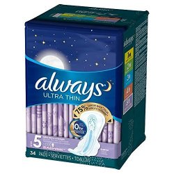 Always Ultra-thin Size Extra Heavy Overnight 34 Pads Pack Of 2