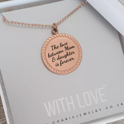 Charmari Personalized Necklace Rose Gold Stainless Steel Size: 25MM On 50CM Chain Ready In 3 Days