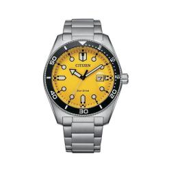 Eco-drive Yellow Dial Date Watch