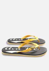 Aca Joe Printed Slip Slops - Black white yellow