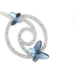 Za Butterfly With Crystals From Swarovski Necklace - Blue