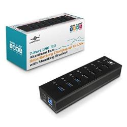 Vantec 7-PORT USB 3.0 Hub Aluminum Full Powered Mountable With All Ports Data & Charging Up To 1.5A Bc 1.2 Premium 12V 3A 36W Power Adapter Ug