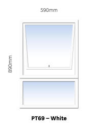 Top Hung Aluminium Window White PT69 1 Vent W600MM X H900MM