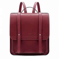 ECOSUSI Women Briefcase Laptop Backpack Pu Leather Satchel Messenger Bag Fits Up To 14.7 Inch Laptops With Small Purse Red
