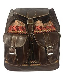Mourouj Genuine Durable Soft Leather & Canvas Vintage Handmade Backpack Bags.