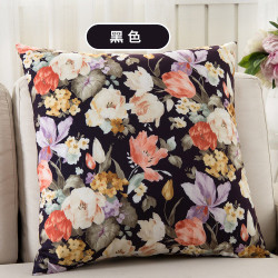 Pastoral Flower Linern Cushion Cover - Black 55x55cm
