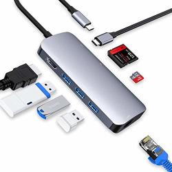 USB C Hub Adapter Vilcome 8-IN-1 USB C Adapter With 4K USB C To HDMI Sd tf Card Reader And Ethernet 3 USB 3.0 Ports